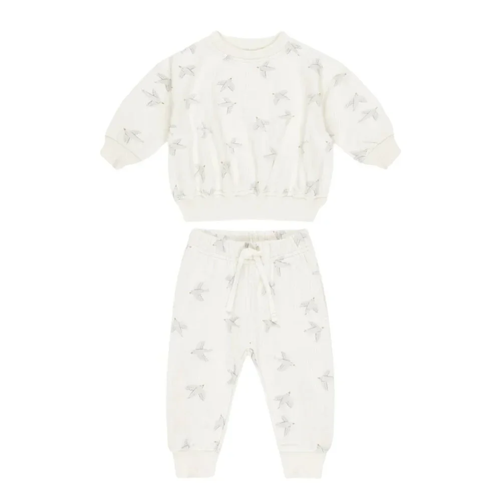 NWT - Quincy Mae ORGANIC Birds Sweat Set​​​